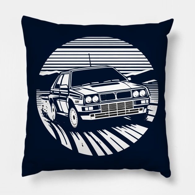 Lancia Delta Integrale Rally Car Pillow by TaevasDesign