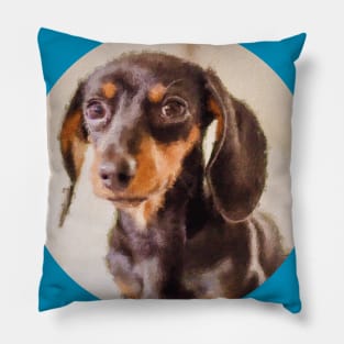 Dachshund puppy painting Pillow