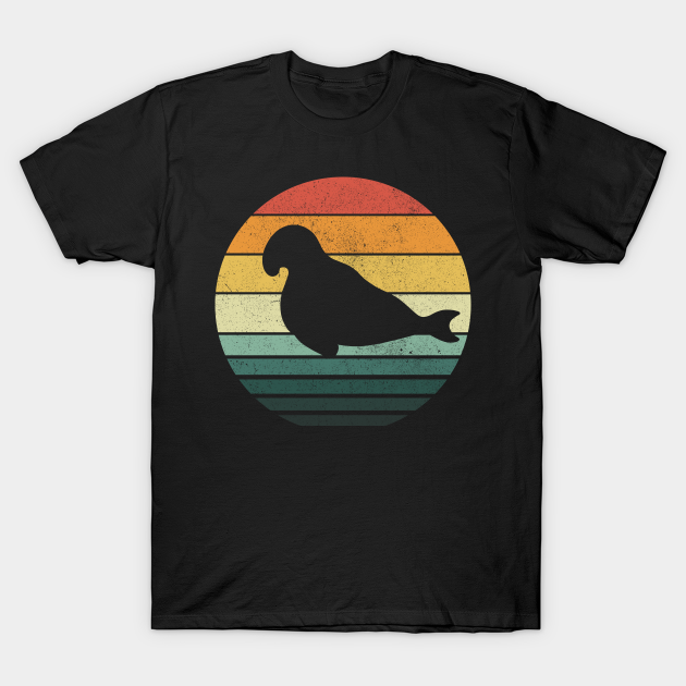 Elephant seal Sunset Retro Vintage 70s Funny Animal Nature Lovers - Vintage Sunset Elephant Seal Lovers - T-Shirt