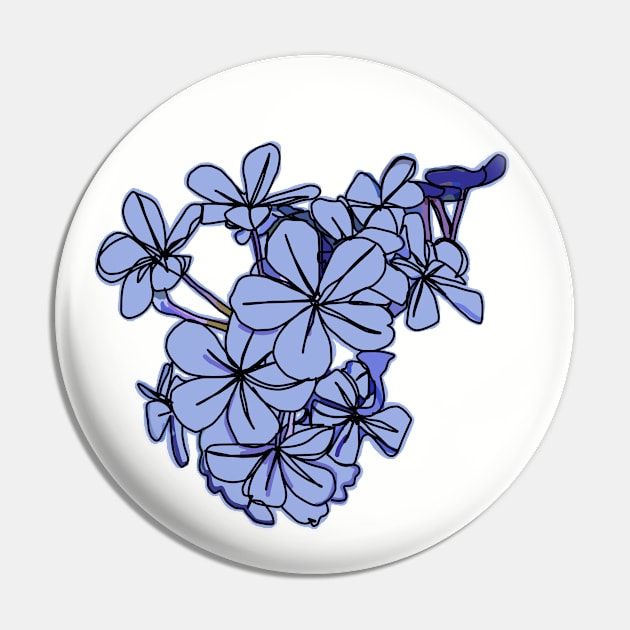 Little Blue Flowers Line Drawing Pin by ellenhenryart