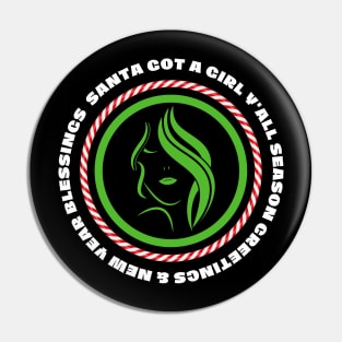 Santa Girl Christmas Peppermint Pin