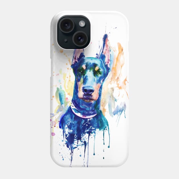 Doberman Dog Head Phone Case by Marian Voicu