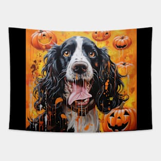 Black English springer spaniel Halloween Tapestry