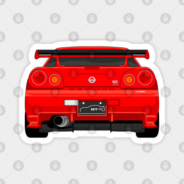 Gtr R34 Red Nissan Skyline Gtr R34 Magnet Teepublic