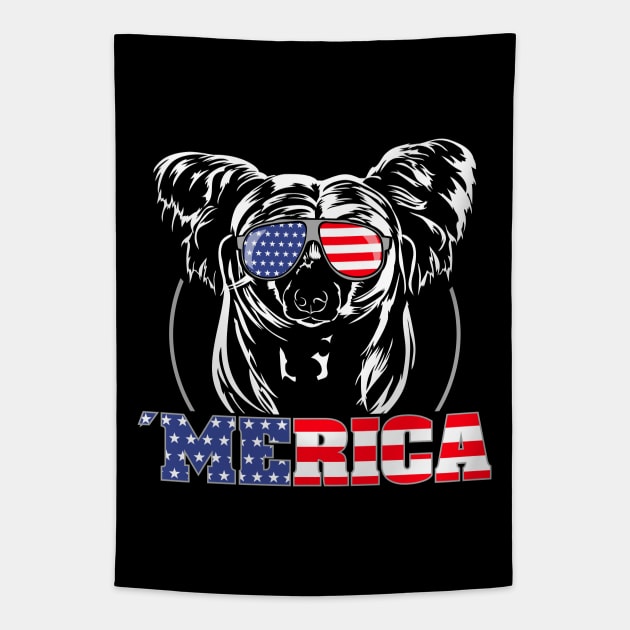 Chinese Crested American Flag Merica patriotic dog Tapestry by wilsigns