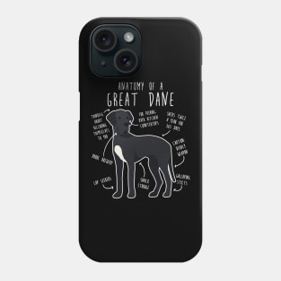 Black Great Dane Dog Anatomy Phone Case