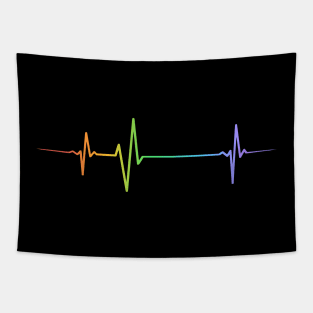 Rainbow Heartbeat Pride Shirt, LGBTQ Pride, Gay Shirt, Lesbian Shirt, Gift for Gay Lesbian, Queer Pride Month Tapestry