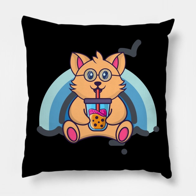 Boba drinking boba Pillow by Adisa_store