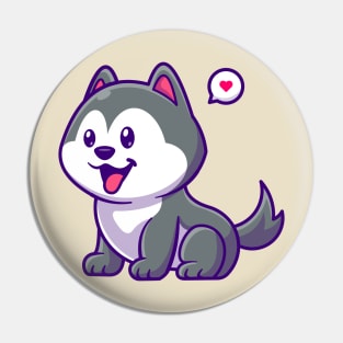 Cute Husky Dog Cartoon Pin