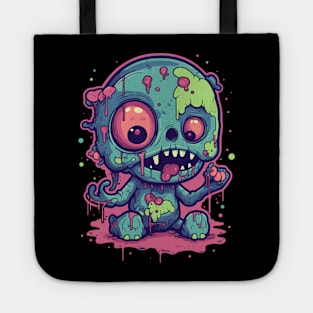 Gothic Kawaii Zombie Bunny: Playfully Macabre Graphic Design Tote