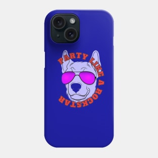 Party Like a Rockstar Dog Synthwave Retro Phone Case