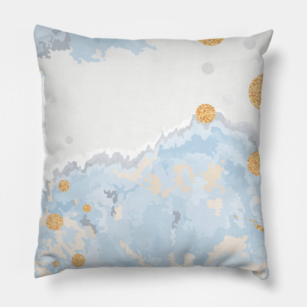 Light Blue Gold Glitter Painting Gold And Blue Pillow