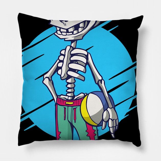 skeleton volley beach Pillow by pmeekukkuk