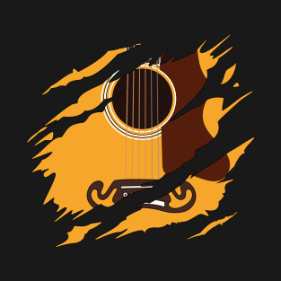 Ripped Acoustic Guitar Natural Color T-Shirt