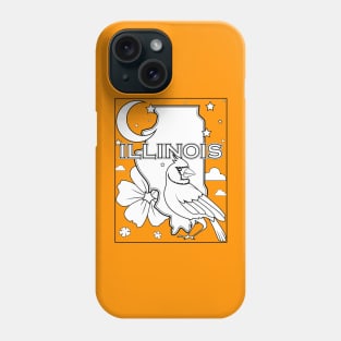 illinois state shape flower bird coloring page Phone Case