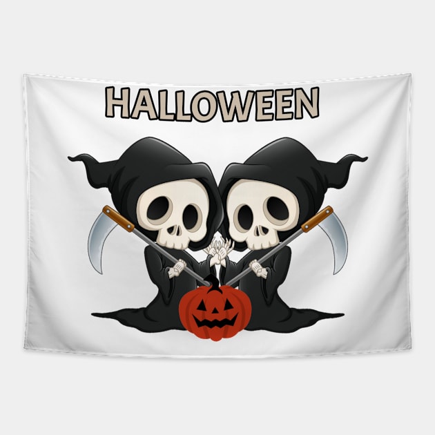 Halloweenpumpkinn Tapestry by Halloween_House