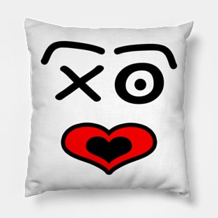 Funny love face -  black and red. Pillow