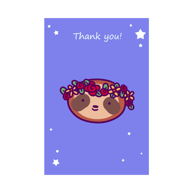 Thank You - Flower Crown Sloth Face by saradaboru