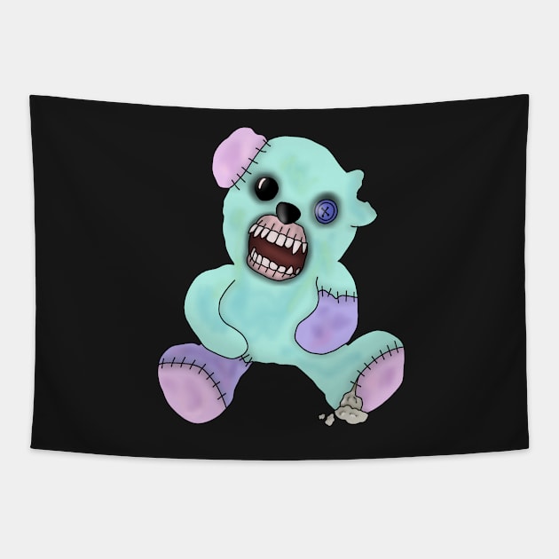 Zombie creepy kawaii teddy bear Tapestry by Becky-Marie