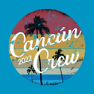 Cancun Crew 2022 Mexico Family Group Vacation Retro Sunset T-Shirt