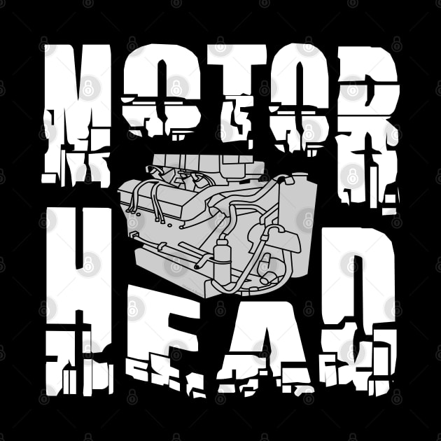 Motor Head Engine White Text by Barthol Graphics