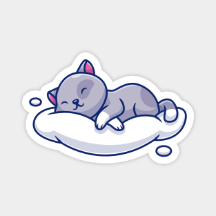 Cute Cat Sleeping On The Cloud Magnet