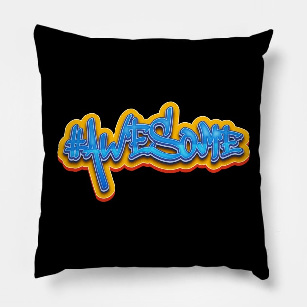 Awesome Hashtag Grafitti Colorful Urban Modern Style Pillow by Naumovski