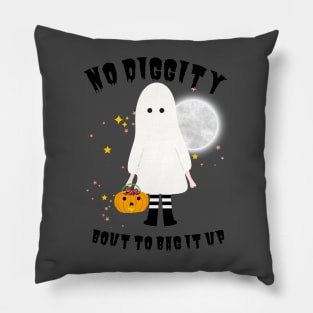 No Diggity Bout To Bag It Up Cute Ghost Halloween Kids Candy Pillow