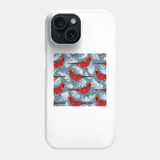 Northern cardinal bird blue background Phone Case