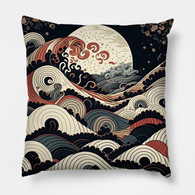 Great dark wave Pillow by Micapox