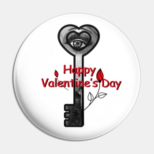 Happy Valentines Day Gift with the Key & Flowers Pin