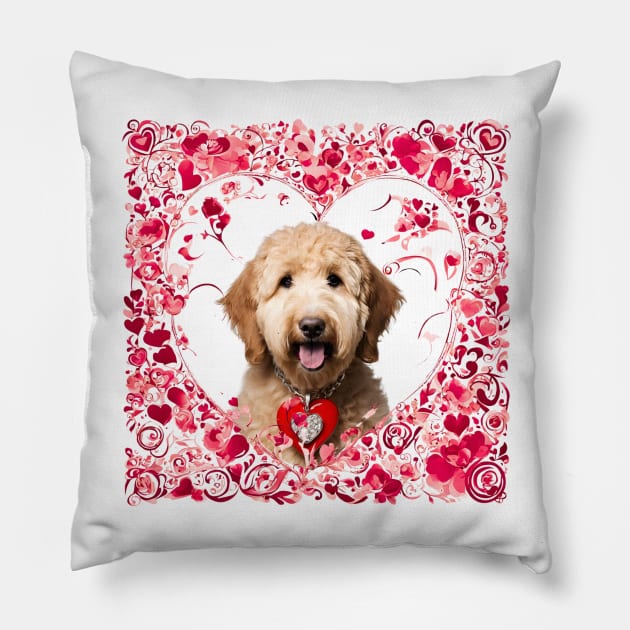 Goldendoodle Be Mine Valentine Pillow by Doodle and Things