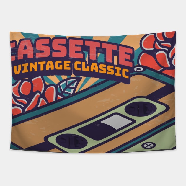 Vintage Cassete tape classic 80s eighties k7 neon Tapestry by SpaceWiz95