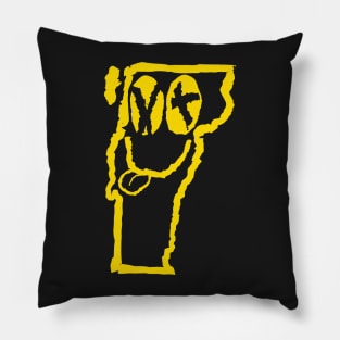 VT Eyes Vermont Grunge Smiling Face Black Background Pillow