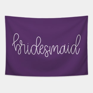 Bridesmaid White on Purple - Monoline Bridal Party Tapestry