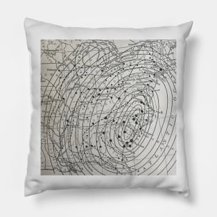 1886 Earthquake Seismic Map, antique vintage drawing Pillow