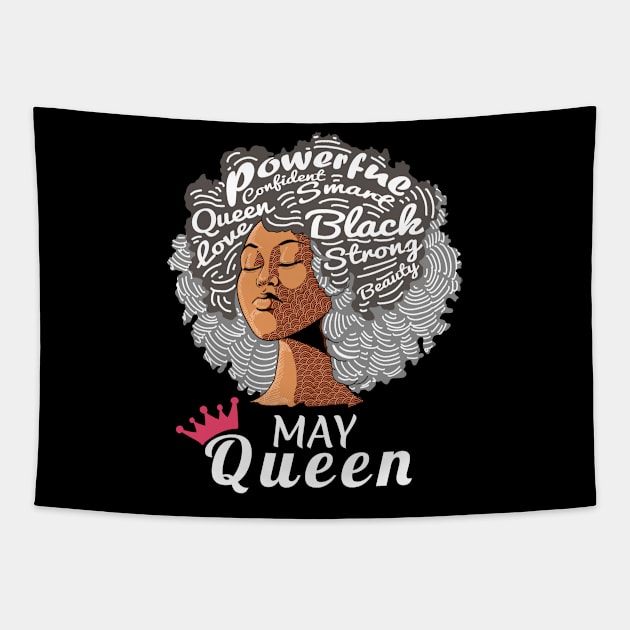 Cute Birthday May Queen Product Strong Black Womens Design Tapestry by Linco