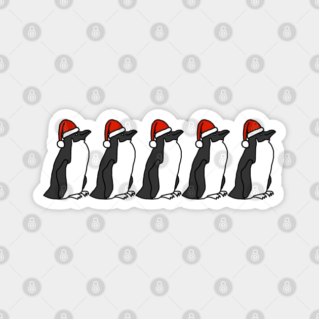 Funny Christmas Five Penguins in Santa Hats Magnet by ellenhenryart