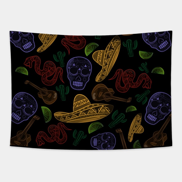 Mexican Pattern Design Coloured No.2 Tapestry by JDP Designs