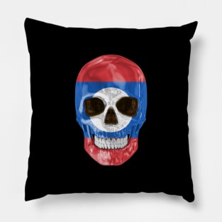 Laos Flag Skull - Gift for Lao With Roots From Laos Pillow