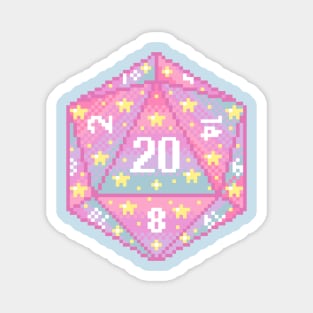 Pastel D20 Pixel Art Magnet