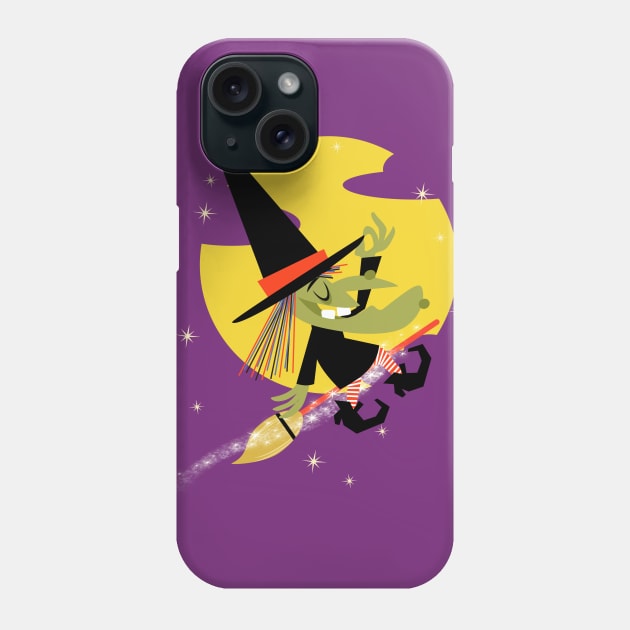 witch on broom Phone Case by richhwalsh