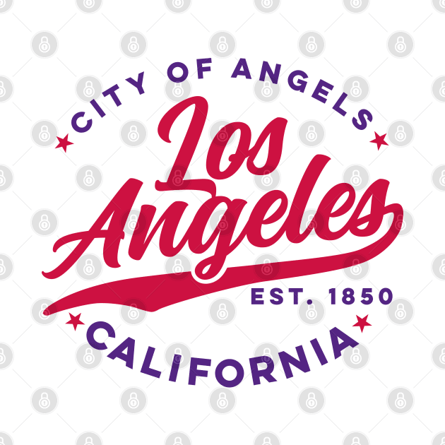 Vintage Los Angeles City of Angels California Red Text by DetourShirts