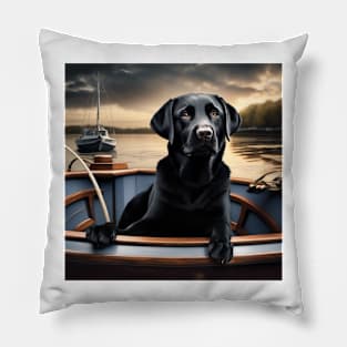 Black Lab on a Boat Pillow