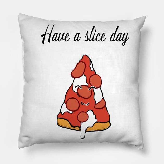 Pizza slice day Pillow by Uwaki