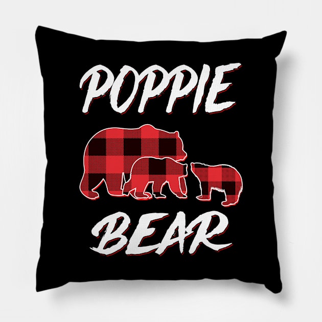 Poppie Bear Red Plaid Christmas Pajama Matching Family Gift Pillow by intelus