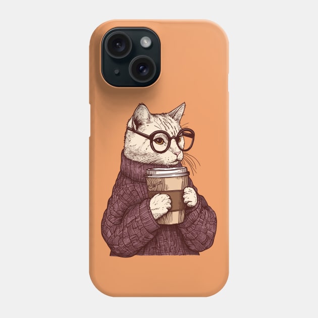 Sophisticated Coffee Cat Phone Case by KilkennyCat Art