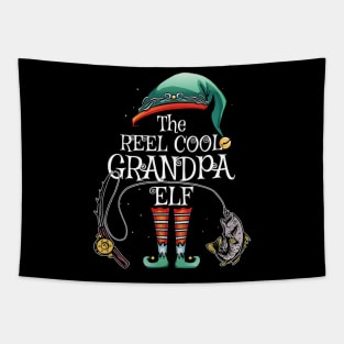 The Reel Cool Grandpa Elf Matching Family Fishing Christmas Tapestry