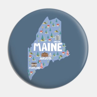 Maine Illustrated Map Pin