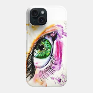green eye watercolor art Phone Case